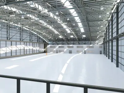 Airplane Hangar Interior 8 Low-poly 3D model