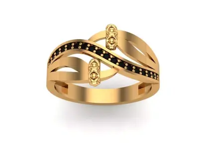 Jewelry gold ring with diamonds 3D print model