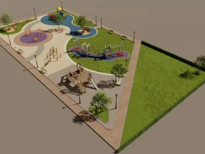 Children Playground SketchUp Model and Lumion Scene Full Package 3D model