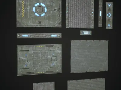 Sci Fi Panels Modular Low-poly 3D model