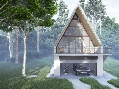 A-Frame House Garage 3D Model Architectural Visualization  3D model