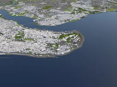 Istanbul Turkey 50x50km City 3D Map 3D model