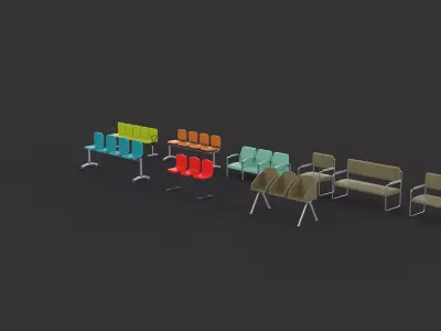 Waiting chair set 3D model