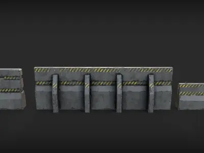 Concrete Barricades Barrier Low-poly 3D model