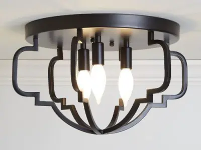 Black Metal Wingo Chandelier Style Geometric Flush Mount 3D model