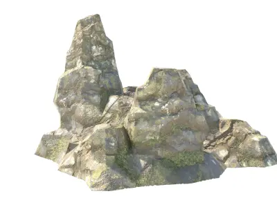 grass rock cliff  Low-poly 3D model