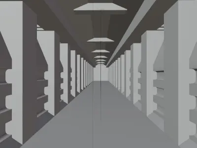 3d Lowpoly Cyberpunk style big gate concept art Low-poly 3D model