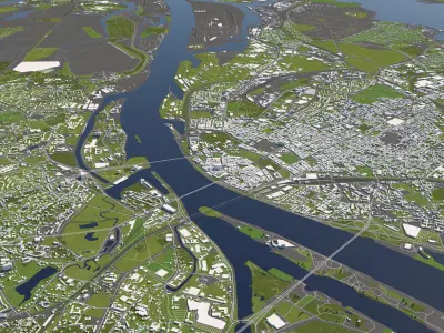 Riga Latvia 50x50km 3D City Map 3D model