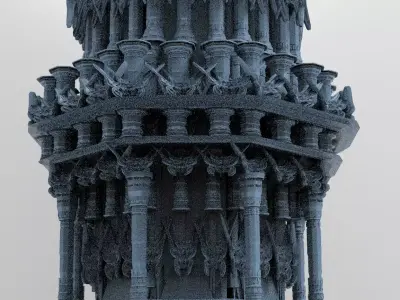Celtic Gods Tower 3 versions 3D model