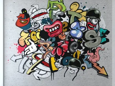 Graffiti - White brick PBR Texture