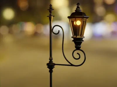 Old Street Lamp 1 - Classic Street Lighting Low-poly 3D model