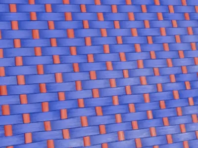 Stylized Blue and Orange Woven Plastic PBR Seamless Texture