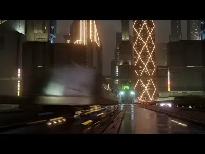 3D Cyberpunk Town City Landscape Scene 3D model