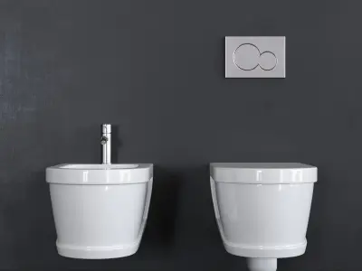 Ceramica Cielo Opera wall-hung bidet and toilet Low-poly 3D model