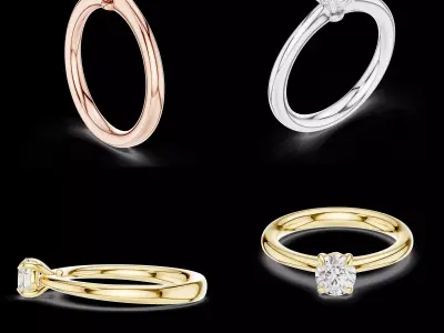 Round Cut Solitaire Engagement Ring 3D CAD Jewelry Model STL 3D print model