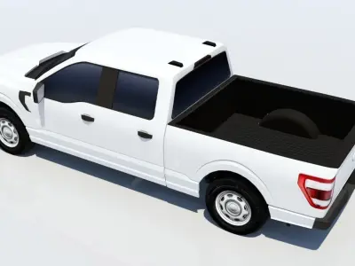 half ton Pickup truck 4 door cab low poly static Low-poly 3D model