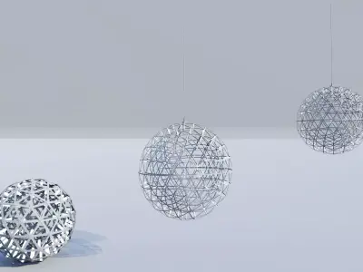 Modern Metal Mesh Pendant and Sphere Chandelier Pack 3D model