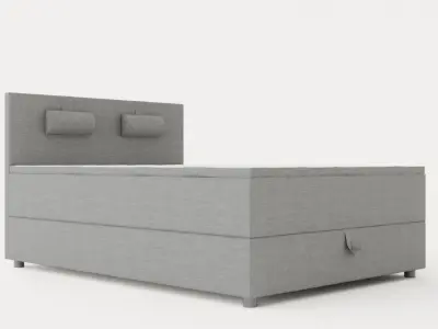 Edison Bed With Storage 140x200 Light Gray Low-poly 3D model