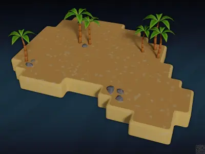 Low Poly Cartoon Islands Pack Low-poly 3D model