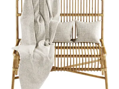 Valerie vintage rattan loveseat  3D model