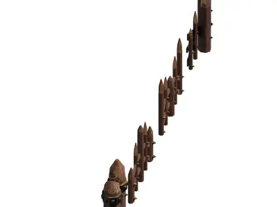 Wooden picket fences game asset Low-poly 3D model