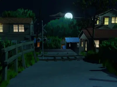 anime village made in blender 3D model