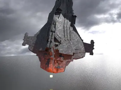 Crashed Starship collosal  exterior ship 3D model