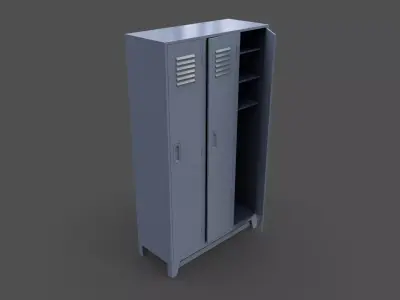 PBR School Gym Locker 08 - Grey Low-poly 3D model