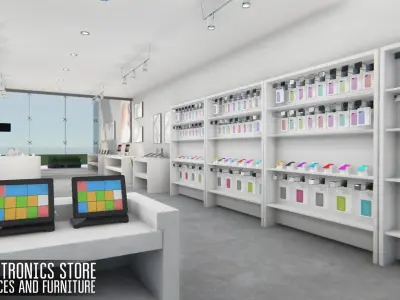 Electronics store - devices and furniture Low-poly 3D model