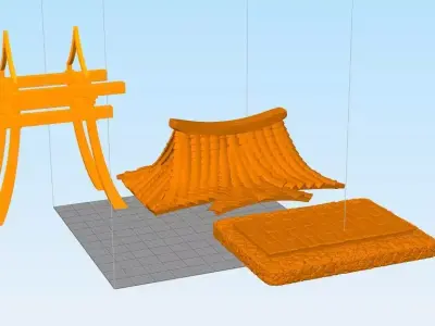 ShintoShrine japanese hanging lamp and other objects 3D print model