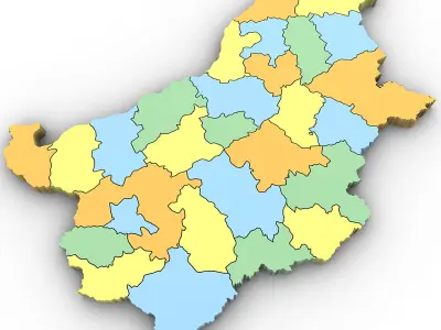 3d Political Map of Bulgaria 3D model