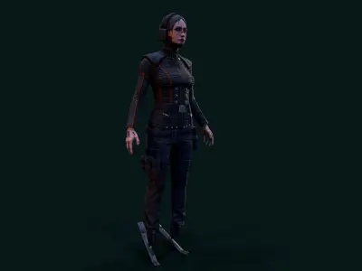 Cyberpunk Girl Low-poly 3D model