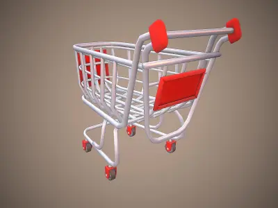 SHOPPING CART CARTOON STYLIZED Low-poly 3D model