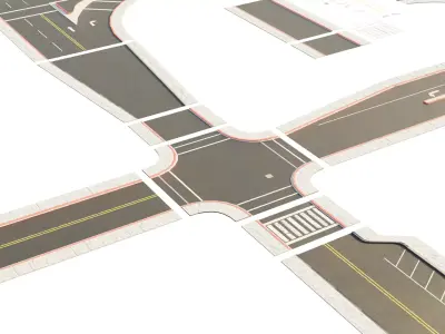 Modular Road Pack With 2k Textures Low-poly 3D model