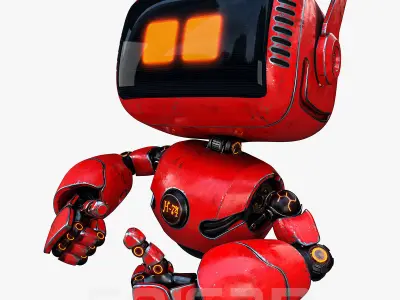 Cute Robot H-74 Red 3D model