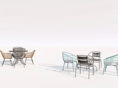 Modern Outdoor Wire Mesh Patio Chair Set 3D model