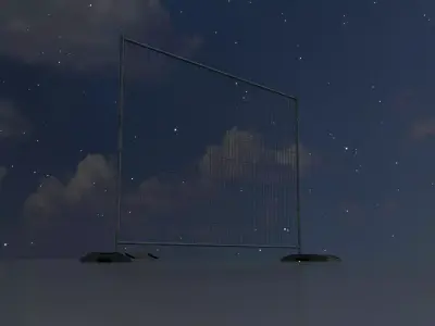 Movable Construction Fence with plastic bases Low-poly 3D model
