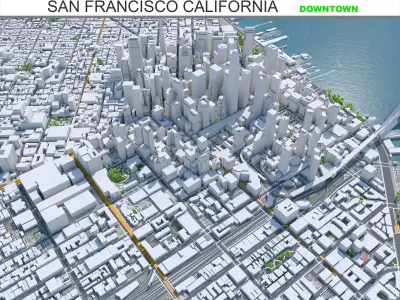 San Francisco Downtown California USA Low-poly 3D model