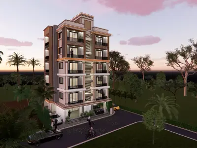 Modern Apartment Building - Luxury Residential Housing 3D model