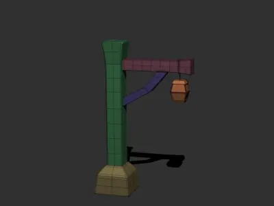 Fantasy Light Pole 01 Low-poly 3D model