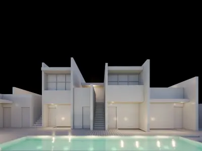HOTEL modern villa in middle east 3D model