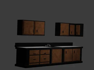 Custom Kitchen Cabinets With Sink  3D model