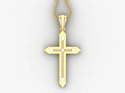 High Cross Pendant Light Gold 18K 4CP097 3D print model
