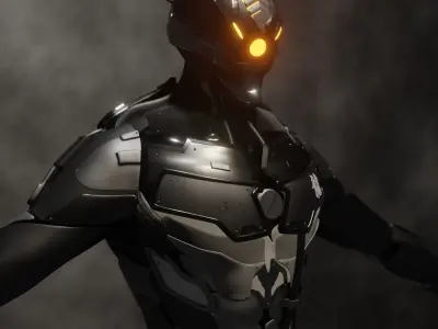 Cyber Mercenary Character - Low-poly 3D Model Low-poly 3D model