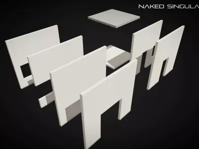 Laboratory Wall - Ceiling - Floor modules laid out Low-poly 3D model