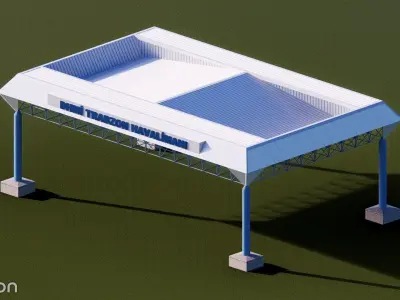 LTCG - Trabzon Airport - Gatehouse Building Roof Structure Low-poly 3D model