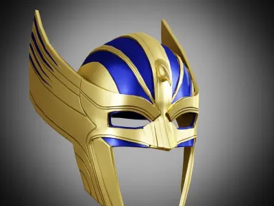 Low poly Thor Helmet - Love and thunder  Low-poly 3D model