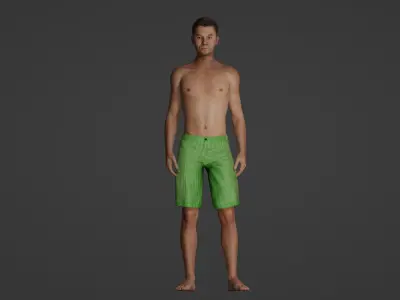 The Melancholic Elegance 35-Year-Old Man in Green Shorts 3D model