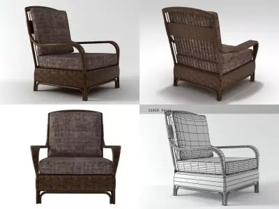 Elle wicker lounge chair 3D model
