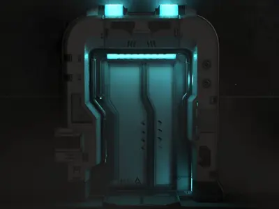 Sci-Fi Door v4 Low-poly 3D model